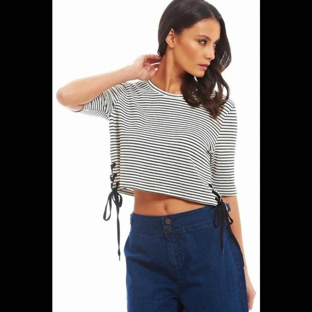 Fashion Union Black and White Striped Long Sleeve Top